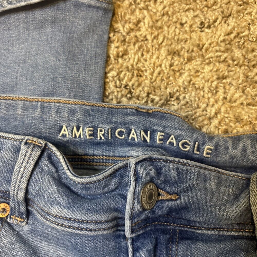 American Eagle Jeans Womens 14 Blue Kick Boot Bootcut Mid Rise Stretch Faded - Picture 2 of 15
